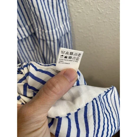 Me+Em Italian Seersucker Stripe Maxi Shirt Dress Italian Cotton Blend Size 6 - Picture 9 of 9